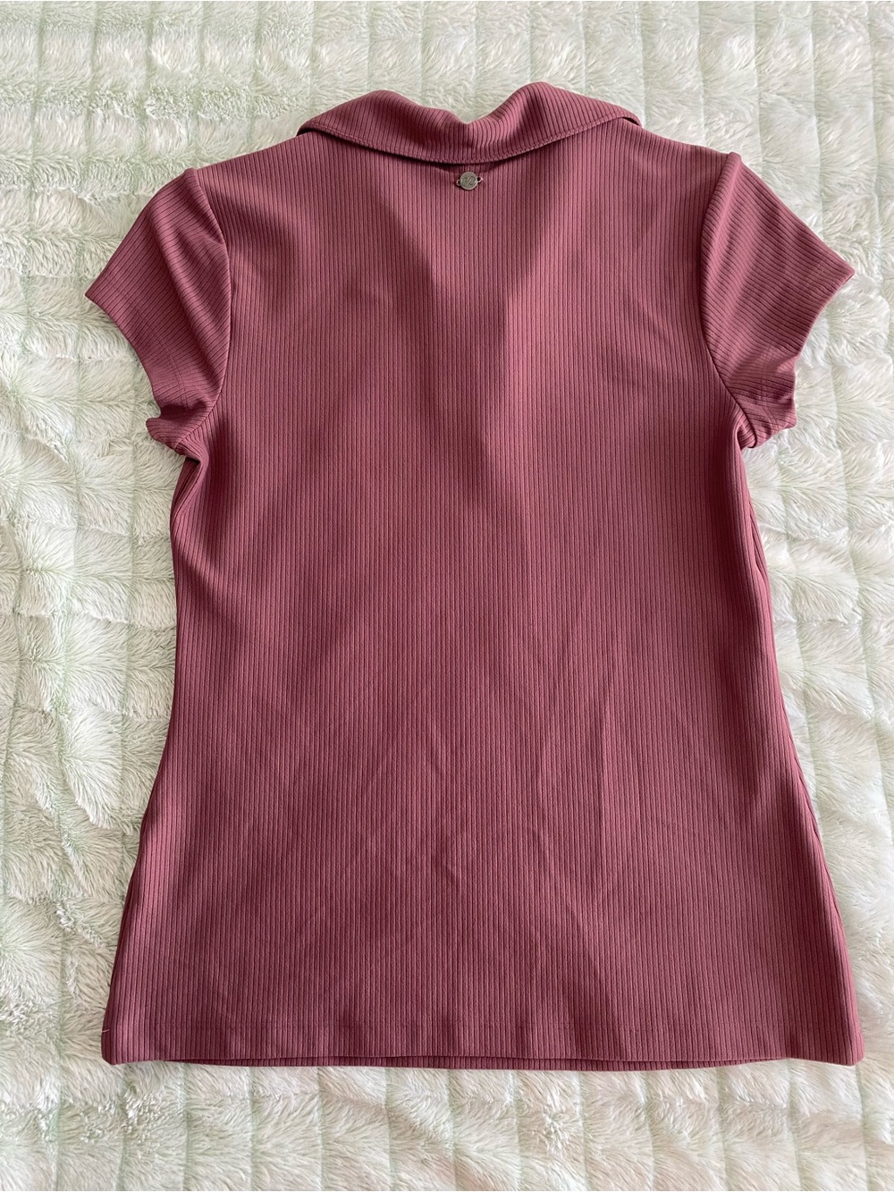 NWOT CALIA Ribbed Short Sleeve Golf Polo Top — Purple, Small - Picture 7 of 7